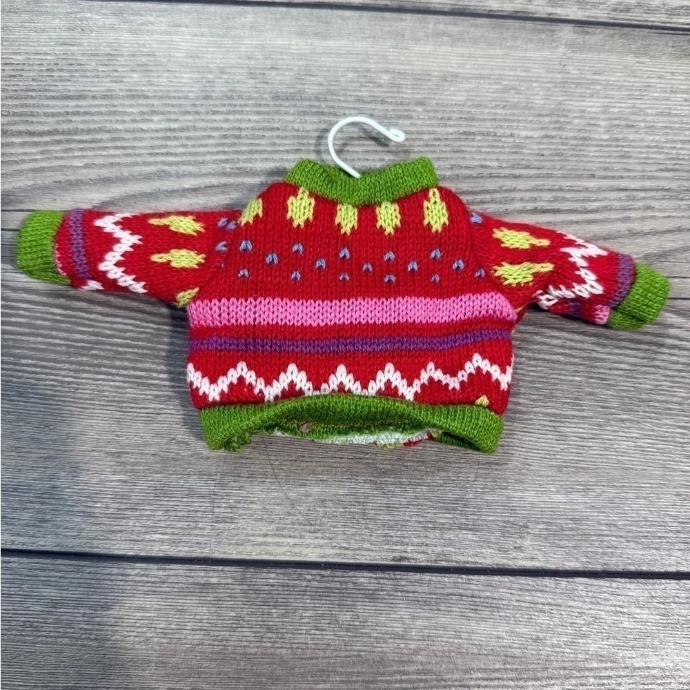 Knitted Christmas Sweater Ornament with D monogram | Knitted Sweater Ornaments
